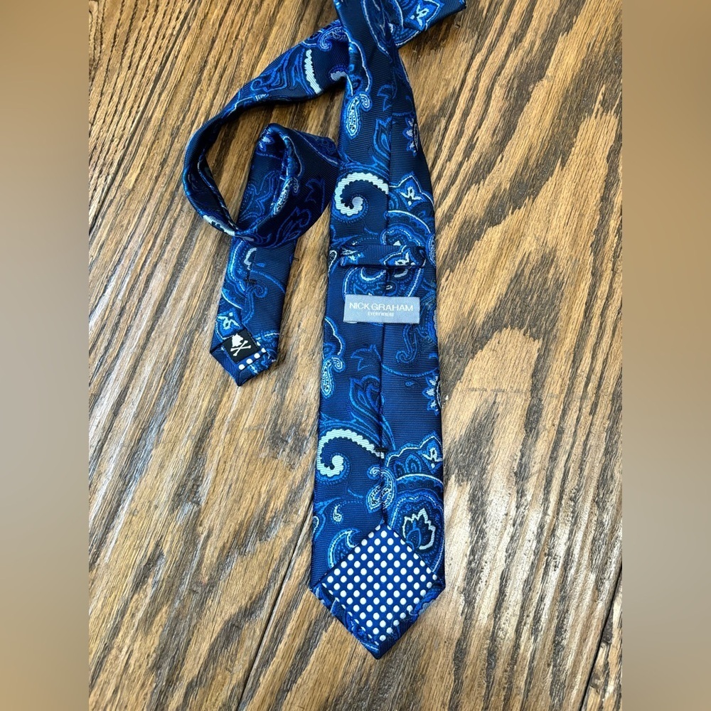Nick Graham - Blue Paisley Neck Tie - Picture 3 of 3